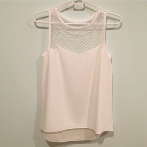 Rag & Bone white crepe and mesh Franklin Tank Top